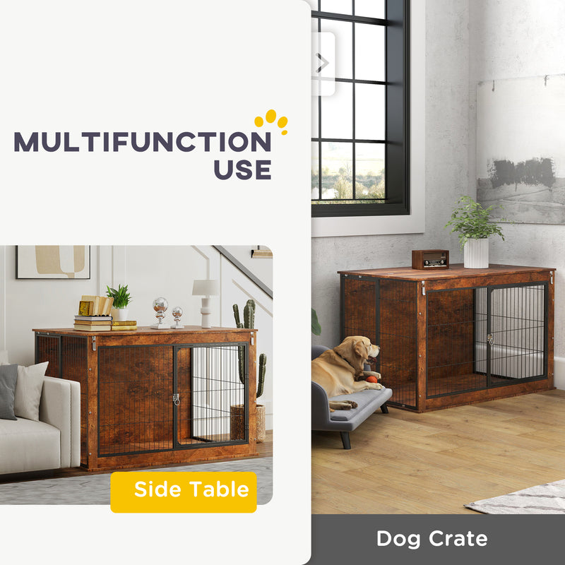 PawHut Dog Crate Furniture with Flip-up Top, 2 Doors