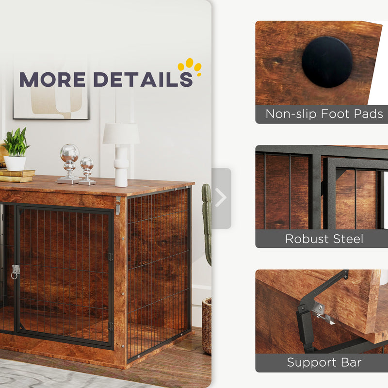 PawHut Dog Crate Furniture with Flip-up Top, 2 Doors