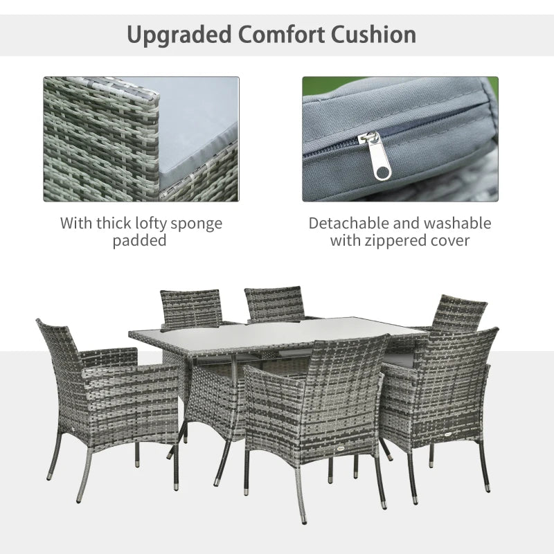 Outsunny 7pc Rattan Garden Furniture Dining Set Wicker Patio Conservatory Seater
