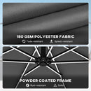 Outsunny 3 M Garden Cantilever Parasol With Solar Light, Rotation, Grey