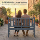 Outsunny 2 Seater Plastic Garden Bench, Outdoor Patio Furniture, Grey