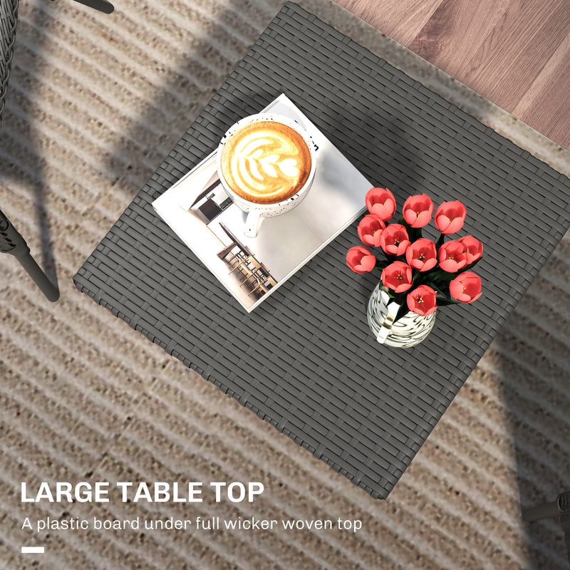 Outsunny PE Rattan Outdoor Coffee Table, Easy Match Rattan Side Table