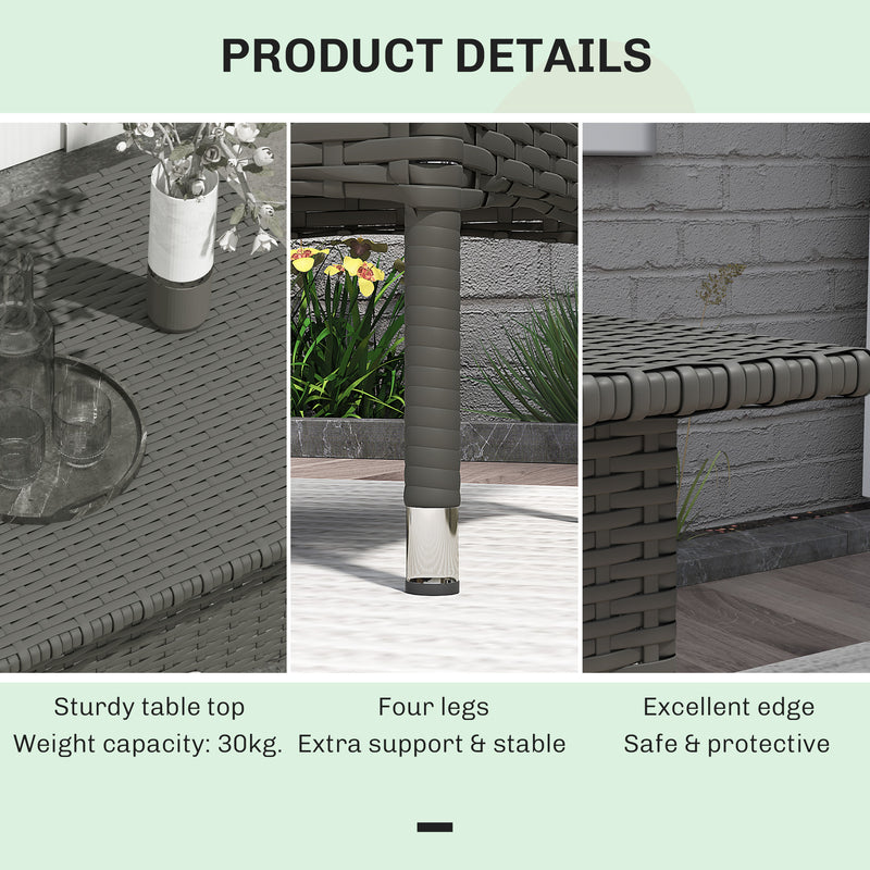 Outsunny PE Rattan Outdoor Coffee Table, Easy Match Rattan Side Table