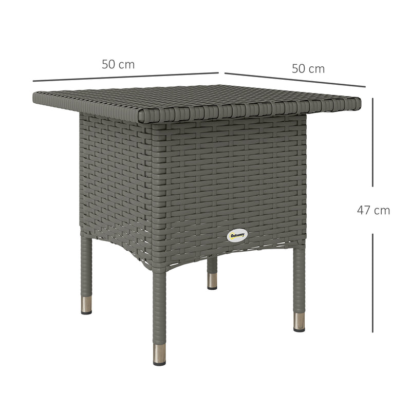 Outsunny PE Rattan Outdoor Coffee Table, Easy Match Rattan Side Table