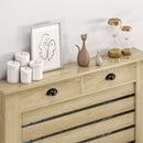 HOMCOM Radiator Cover With Drawer, Horizontal Slat, 111cm, Oak