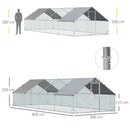PawHut Walk In Chicken Run Large galvanised Chicken Coop w/ Cover 3 x 8 x 2m