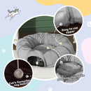PawHut 2 in 1 Cat Tunnel with Bed, Cat Play Tunnel for Indoor Cats, Grey
