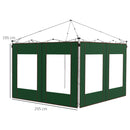 Outsunny 3x3(m) or 3x6m Pop Up Gazebo Side Panels with Windows, Green