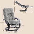HOMCOM Manual Recliner Armchair With Footrest, Wooden Base, Grey