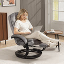 HOMCOM Manual Recliner Armchair With Footrest, Wooden Base, Grey