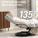 HOMCOM Manual Recliner Armchair With Footrest, Wooden Base, Grey