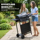 Outsunny Gas Burner Barbecue Grill, Garden BBQ Grill With Warming Rack