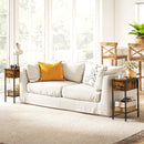 HOMCOM Industrial Slim End Table Nightstand For Small Spaces Rustic Brown