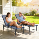 Outsunny Sun Loungers Set of 2, 5-Level Reclining Sunbeds, Dark Blue