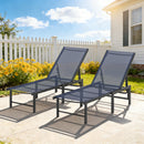 Outsunny Sun Loungers Set of 2, 5-Level Reclining Sunbeds, Dark Blue
