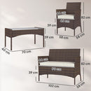 Outsunny 4 Piece Rattan Garden Furniture Sofa Set with Cushions, Brown