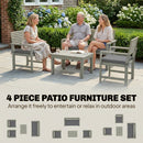 Outsunny 4 Seater Wooden Garden Furniture Set with Loveseat, Chairs, Table