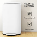 HOMCOM Slim Rectangular Pedal Bin With Soft-Close Lid, 30L Kitchen Bin White