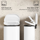 HOMCOM Slim Rectangular Pedal Bin With Soft-Close Lid, 30L Kitchen Bin White