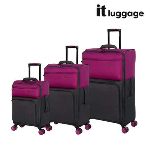 IT Luggage Duo-Tone Fuchsia & Magneta 8 Wheel Suitcase