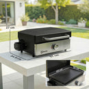 Outsunny Grill Griddle, Tabletop Gas BBQ With Grease Cup, Black
