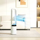 HOMCOM Bladeless Tower Fan With Oscillating, LED Lights, 3 Speeds, White