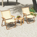 Set Of 2 Folding Camp Chairs Lightweight With Aluminum Frame-Beige