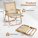 Set Of 2 Folding Camp Chairs Lightweight With Aluminum Frame-Beige