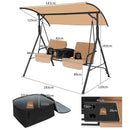 2 Person Outdoor Porch Swing With Canopy And 23L Cooler Bag