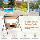 2 Person Outdoor Porch Swing With Canopy And 23L Cooler Bag