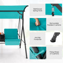 2 Person Outdoor Porch Swing With Canopy And 23L Cooler Bag