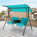 2 Person Outdoor Porch Swing With Canopy And 23L Cooler Bag