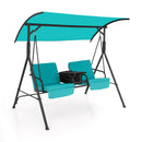 2 Person Outdoor Porch Swing With Canopy And 23L Cooler Bag