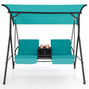 2 Person Outdoor Porch Swing With Canopy And 23L Cooler Bag