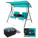 2 Person Outdoor Porch Swing With Canopy And 23L Cooler Bag