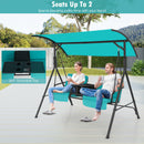 2 Person Outdoor Porch Swing With Canopy And 23L Cooler Bag