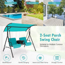 2 Person Outdoor Porch Swing With Canopy And 23L Cooler Bag