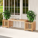 2 Person Wooden Patio Bench with Planter and 2 Side Flower Box