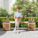 2 Person Wooden Patio Bench with Planter and 2 Side Flower Box