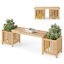 2 Person Wooden Patio Bench with Planter and 2 Side Flower Box