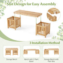 2 Person Wooden Patio Bench with Planter and 2 Side Flower Box