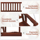 2/3 Person Wooden Outdoor Porch Swing with Adjustable Upper Chains-Brown-2 Person