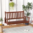 2/3 Person Wooden Outdoor Porch Swing with Adjustable Upper Chains-Brown-2 Person