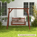 2/3 Person Wooden Outdoor Porch Swing with Adjustable Upper Chains-Brown-2 Person