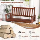 2/3 Person Wooden Outdoor Porch Swing with Adjustable Upper Chains-Brown-2 Person