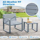 2 Piece Patio Furniture Set with Square Coffee Table-Grey
