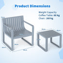 2 Piece Patio Furniture Set with Square Coffee Table-Grey