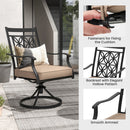 2 Pieces Outdoor Bistro Dining Chair Set Swivel Chairs With Blossom Pattern Backrest-Khaki