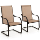 2 Pieces Outdoor Dining Chairs With Cozy And Breathable Seat Fabric-Coffee