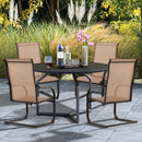 2 Pieces Outdoor Dining Chairs With Cozy And Breathable Seat Fabric-Coffee